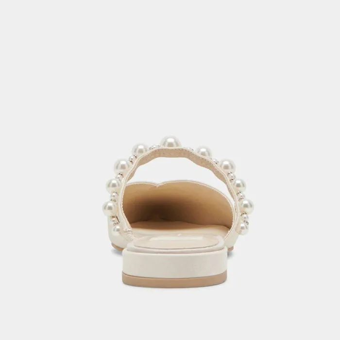 Mules and Clogs Shop Dolce Vita Kanika Pearl Wide Flats Vanilla Pearls Vanilla Pearls