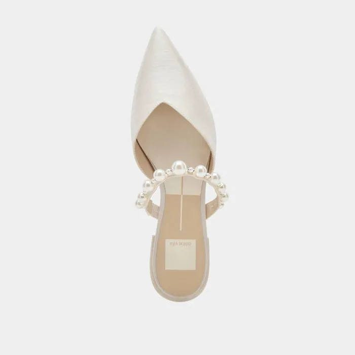 Mules and Clogs Shop Dolce Vita Kanika Pearl Wide Flats Vanilla Pearls Vanilla Pearls