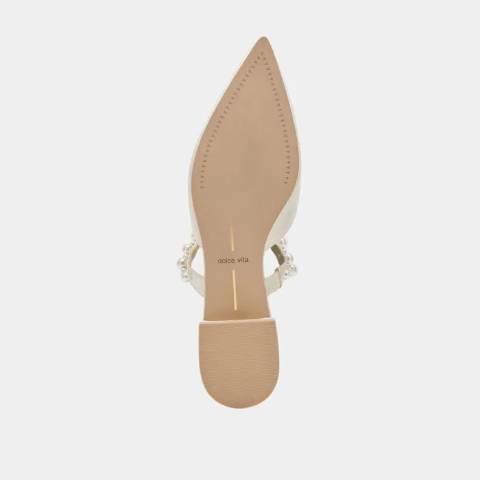 Mules and Clogs Shop Dolce Vita Kanika Pearl Wide Flats Vanilla Pearls Vanilla Pearls
