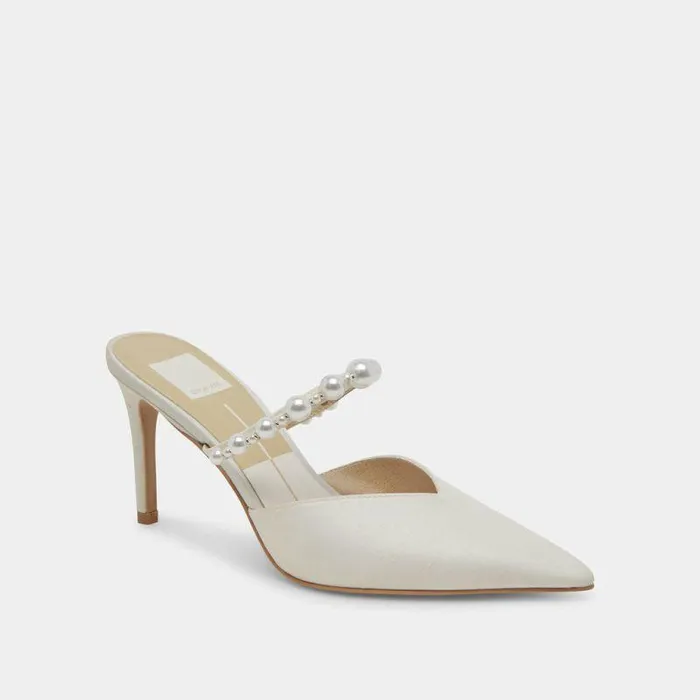 Mules and Clogs Shop Dolce Vita Kanika Pearl Wide Heels Vanilla Pearls Vanilla Pearls