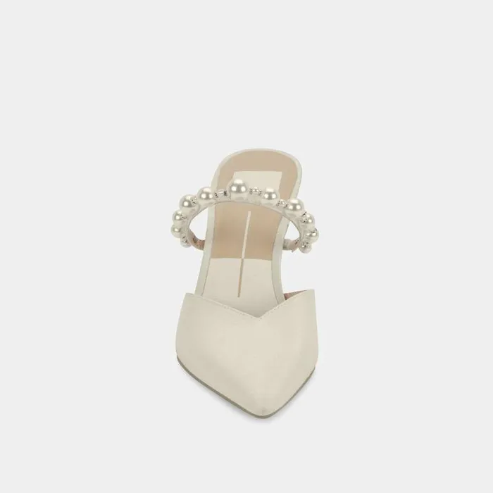 Mules and Clogs Shop Dolce Vita Kanika Pearl Wide Heels Vanilla Pearls Vanilla Pearls