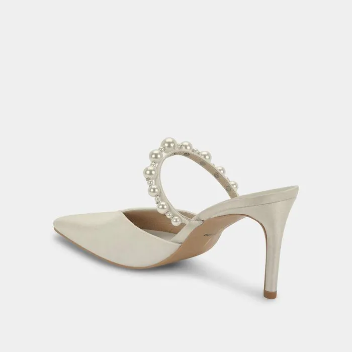 Mules and Clogs Shop Dolce Vita Kanika Pearl Wide Heels Vanilla Pearls Vanilla Pearls