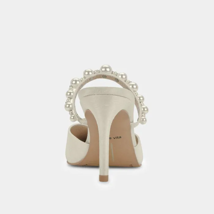 Mules and Clogs Shop Dolce Vita Kanika Pearl Wide Heels Vanilla Pearls Vanilla Pearls