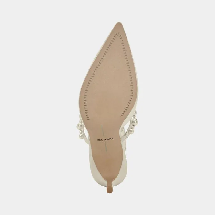 Mules and Clogs Shop Dolce Vita Kanika Pearl Wide Heels Vanilla Pearls Vanilla Pearls