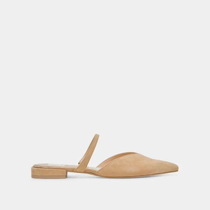 Mules and Clogs Shop Dolce Vita Kanika Wide Flats Tan Suede Tan Suede