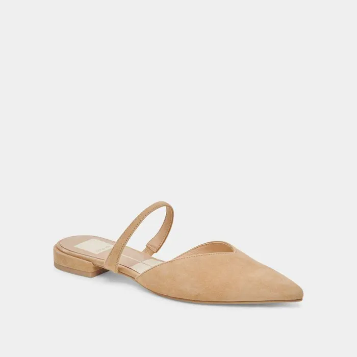Mules and Clogs Shop Dolce Vita Kanika Wide Flats Tan Suede Tan Suede