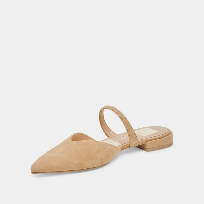 Mules and Clogs Shop Dolce Vita Kanika Wide Flats Tan Suede Tan Suede