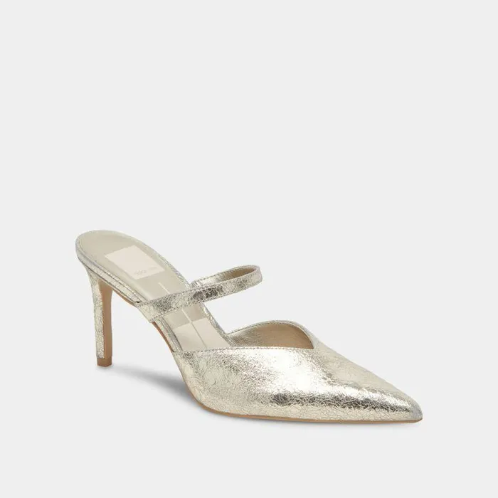 Mules and Clogs Shop Dolce Vita Kanika Wide Heels Platinum Distressed Leather Platinum Distressed Leather