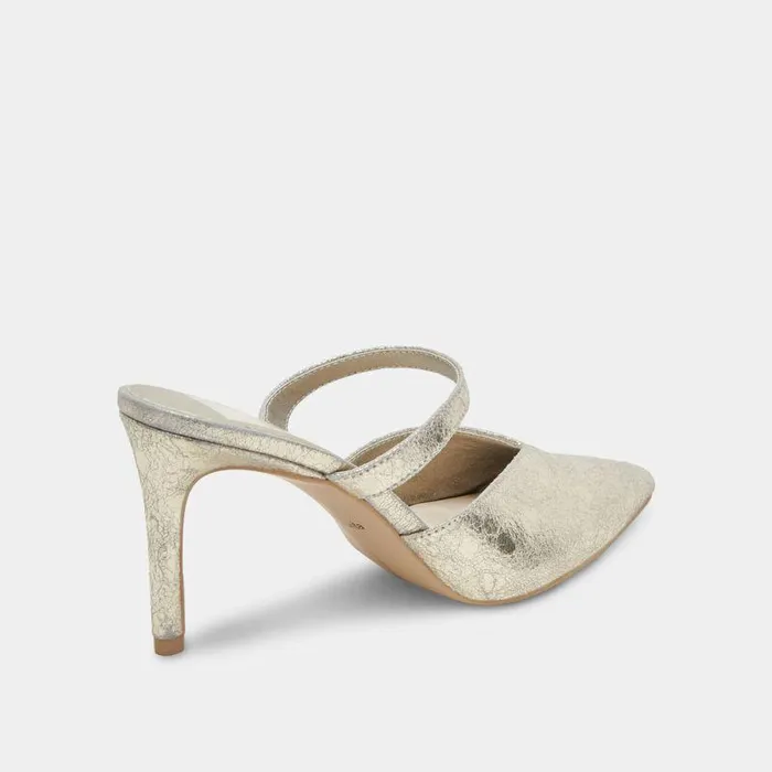 Mules and Clogs Shop Dolce Vita Kanika Wide Heels Platinum Distressed Leather Platinum Distressed Leather