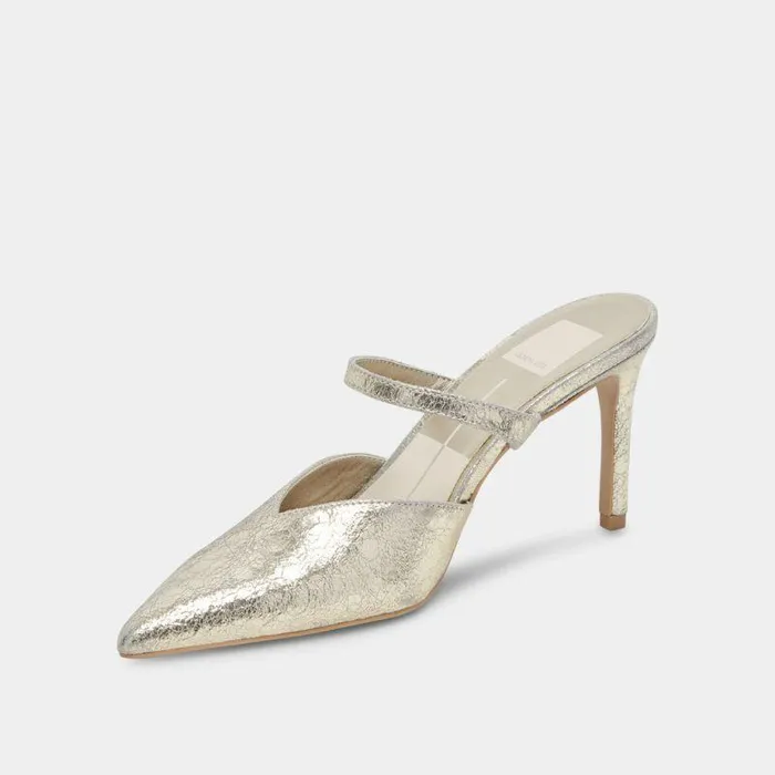 Mules and Clogs Shop Dolce Vita Kanika Wide Heels Platinum Distressed Leather Platinum Distressed Leather