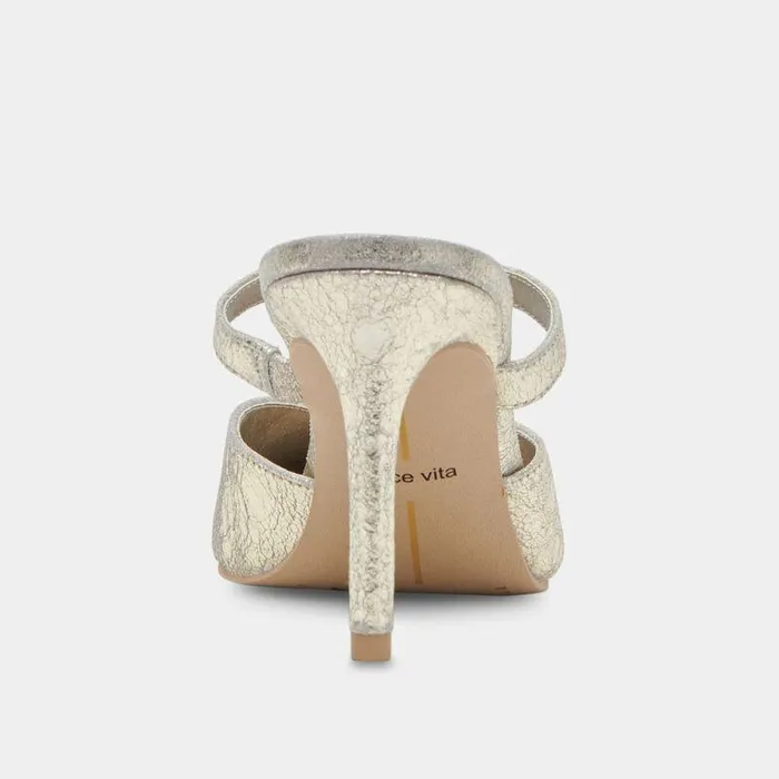 Mules and Clogs Shop Dolce Vita Kanika Wide Heels Platinum Distressed Leather Platinum Distressed Leather