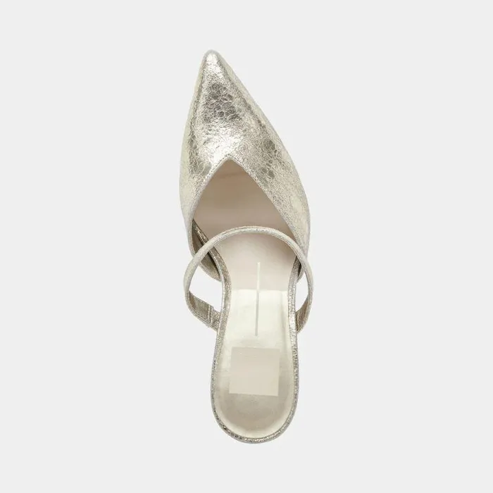 Mules and Clogs Shop Dolce Vita Kanika Wide Heels Platinum Distressed Leather Platinum Distressed Leather