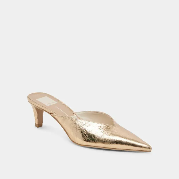 Mules and Clogs Shop Dolce Vita Sarina Heels Gold Distressed Leather Gold Distressed Leather