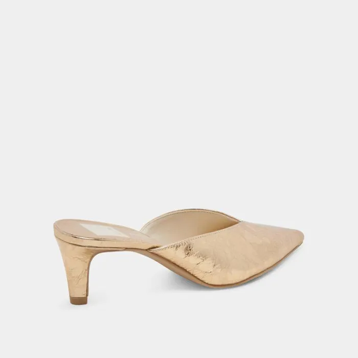 Mules and Clogs Shop Dolce Vita Sarina Heels Gold Distressed Leather Gold Distressed Leather