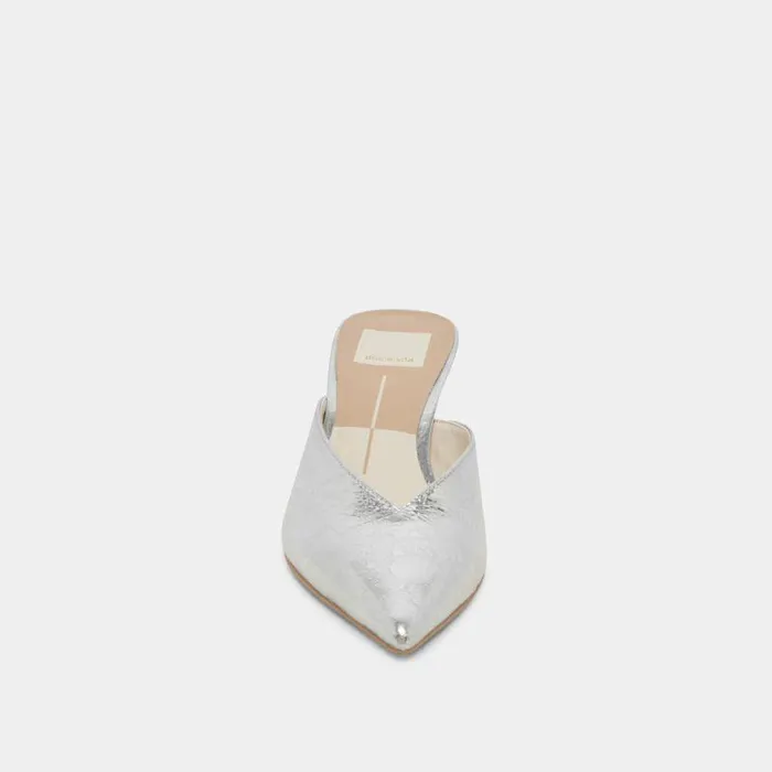 Mules and Clogs Shop Dolce Vita Sarina Heels Silver Distressed Leather Silver Distressed Leather