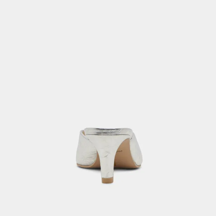 Mules and Clogs Shop Dolce Vita Sarina Heels Silver Distressed Leather Silver Distressed Leather