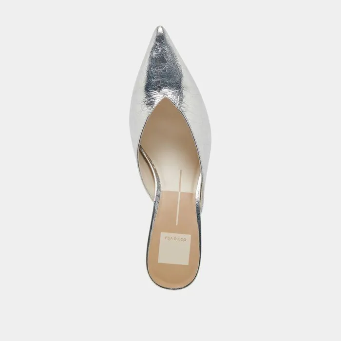 Mules and Clogs Shop Dolce Vita Sarina Heels Silver Distressed Leather Silver Distressed Leather