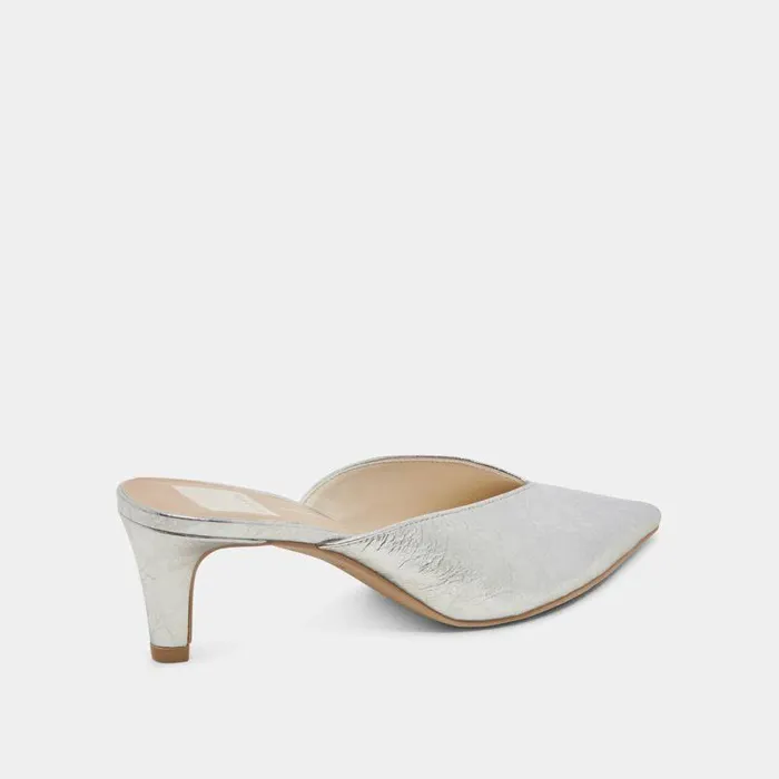 Mules and Clogs Shop Dolce Vita Sarina Heels Silver Distressed Leather Silver Distressed Leather