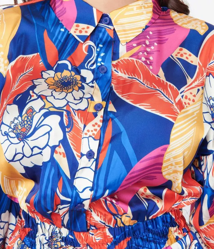 Multicolor Bold Floral Print Jumpsuit Clothing Unique Vintage Rompers and Jumpsuits