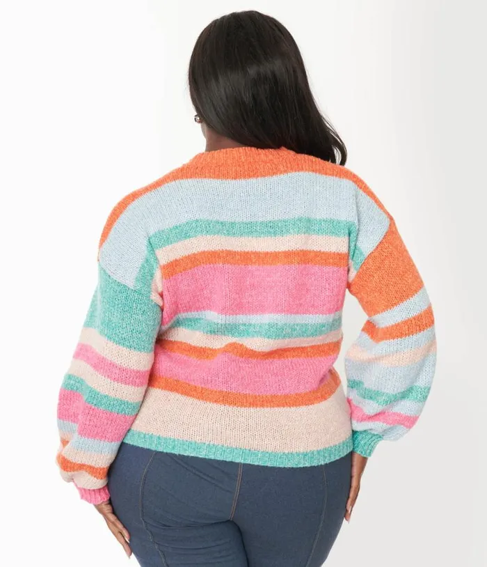 Multicolor Striped Pullover Sweater ClothingPlus Unique Vintage Sweaters and Cardigans