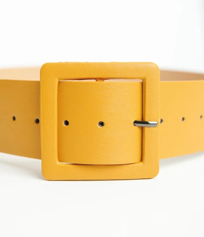 Mustard Leatherette Wide Belt Accessories Unique Vintage Belts
