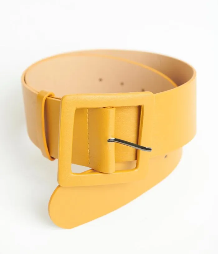 Mustard Leatherette Wide Belt Accessories Unique Vintage Belts