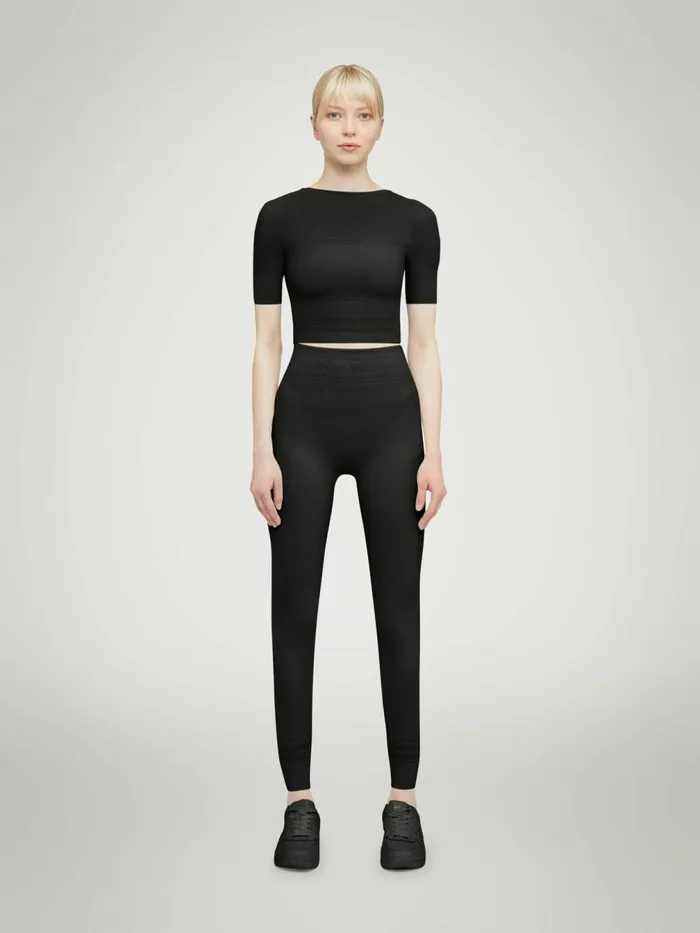 Net Lines Leggings Black Women Wolford Athleisure Leggings