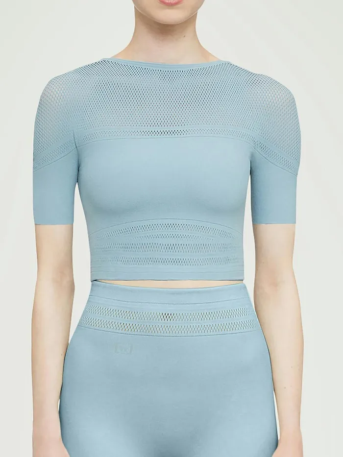 Net Lines Top Short Sleeves Sky Women Wolford Tops