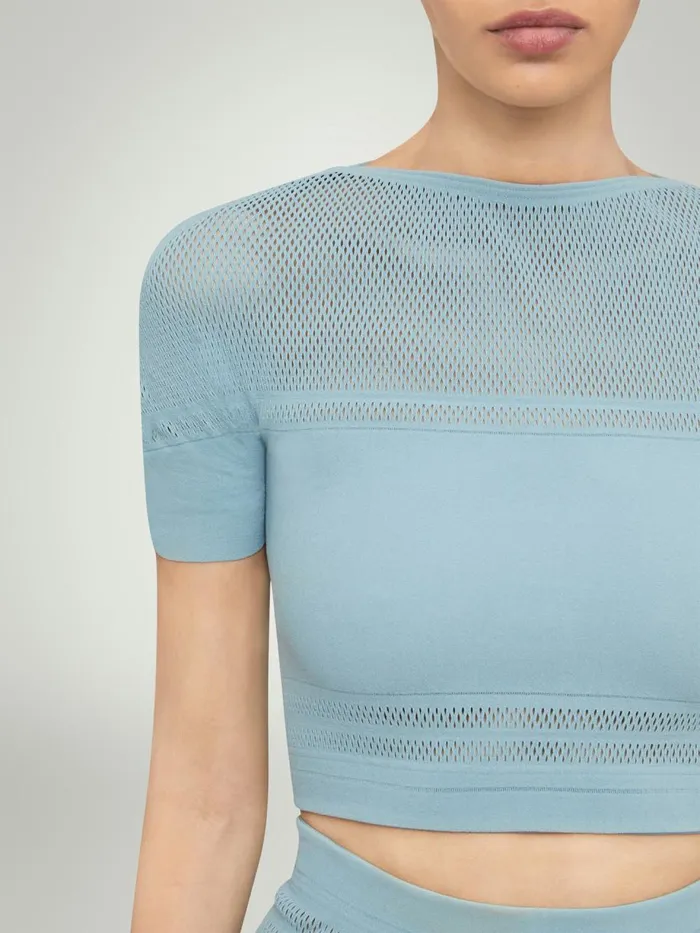 Net Lines Top Short Sleeves Sky Women Wolford Tops