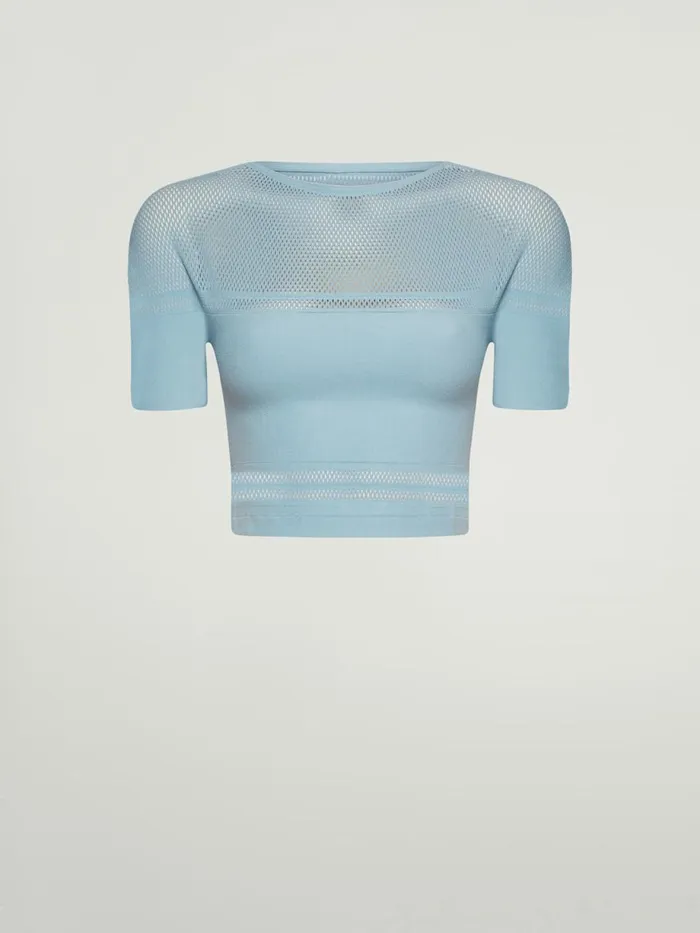 Net Lines Top Short Sleeves Sky Women Wolford Tops