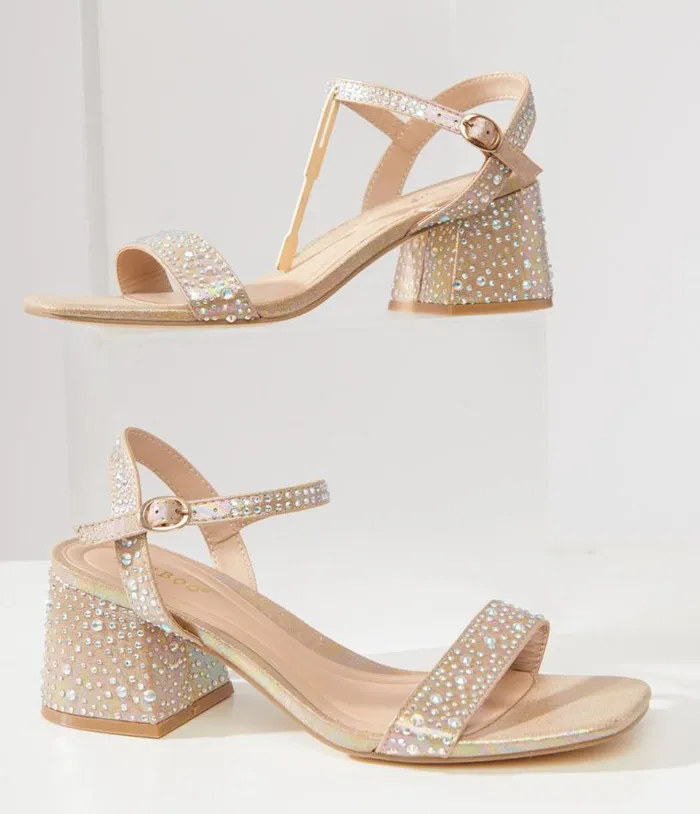 Nude and Silver Rhinestone Kitten Peep Toe Heels Shoes Unique Vintage Heels Nude and Silver Rhinestone Kitten Peep Toe Heels Shoes Unique Vintage Heels