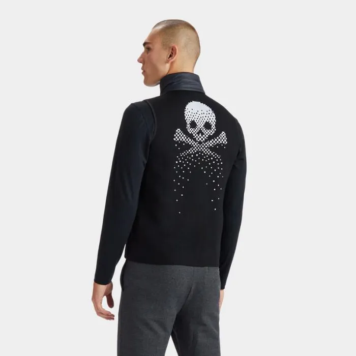 Outerwear Men GFORE PIXELATED SKULL and TEES MERINO WOOL FULL ZIP VEST Onyx