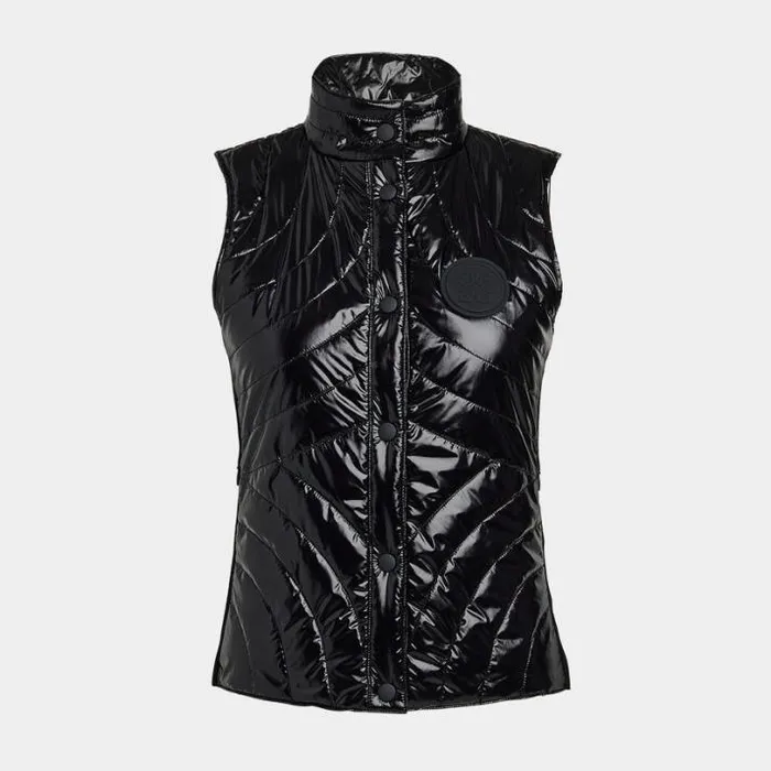 Outerwear Women GFORE QUILTED NYLON COATED MERINO WOOLLINED SNAP VEST Onyx