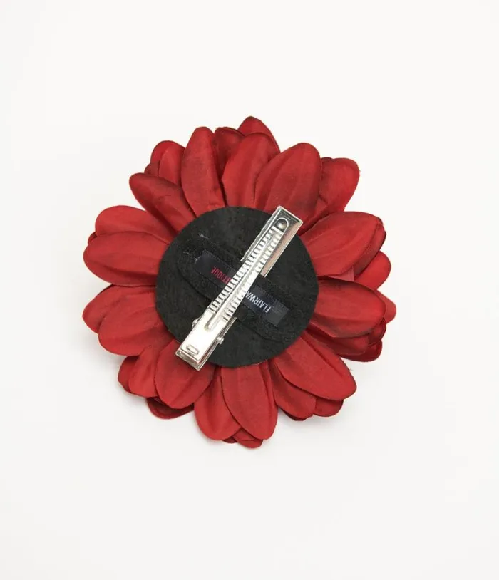 Oxblood Dahlia Hair Flower Accessories Unique Vintage Hair Clips