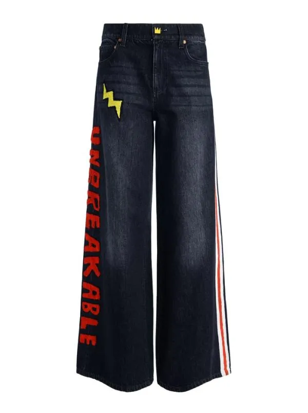 Pants Women Alice Olivia AO X BASQUIAT TRISH JEAN Maya Charcoal Black