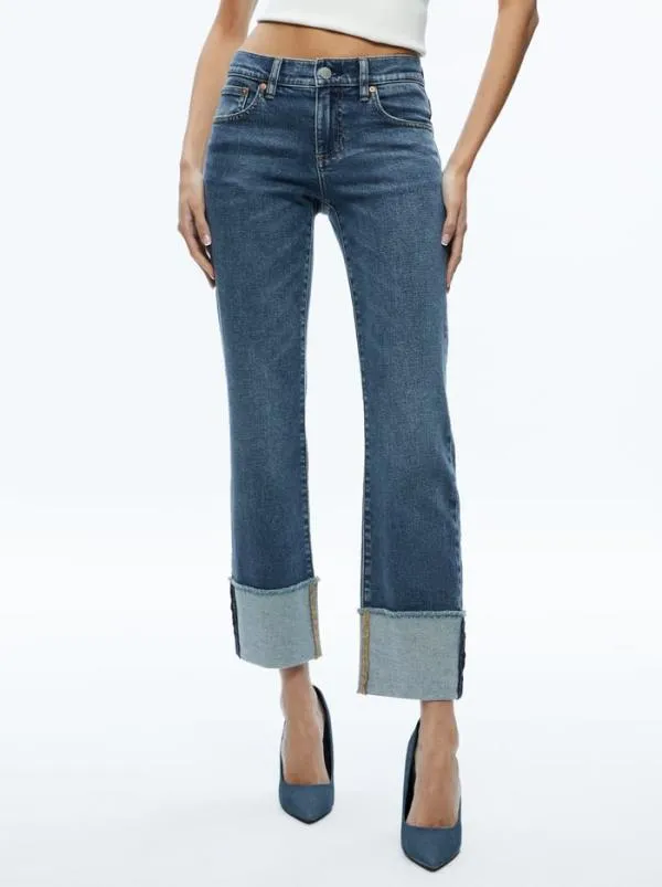 Pants Women Alice Olivia ABILENE LOW RISE CUFFED JEAN Lola Blue