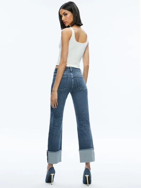 Pants Women Alice Olivia ABILENE LOW RISE CUFFED JEAN Lola Blue
