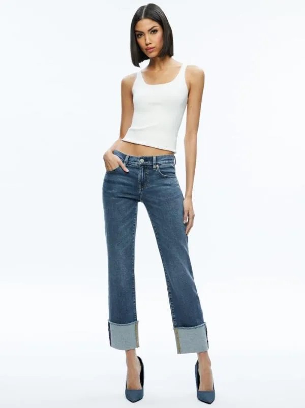 Pants Women Alice Olivia ABILENE LOW RISE CUFFED JEAN Lola Blue