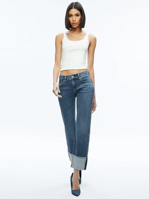 Pants Women Alice Olivia ABILENE LOW RISE CUFFED JEAN Lola Blue