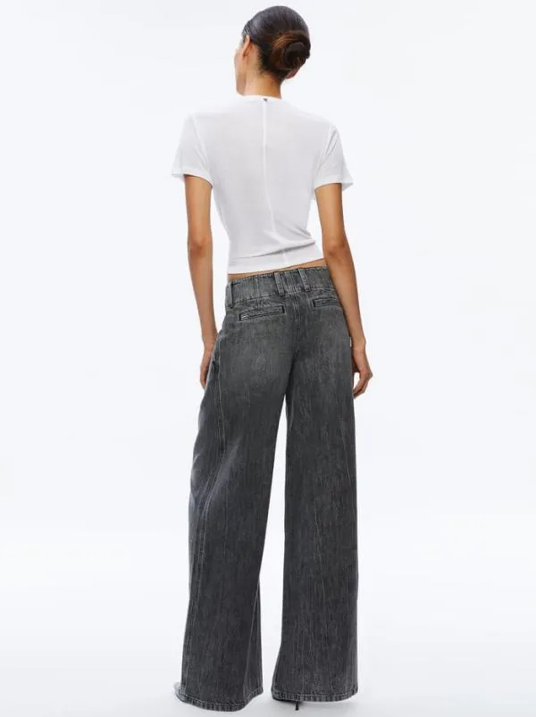 Pants Women Alice Olivia ANDERS LOW RISE PLEATED JEAN Georgia Vintage Black