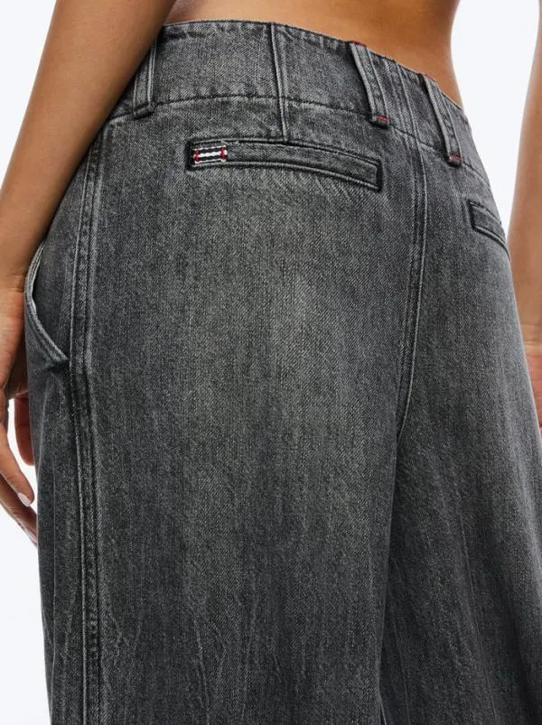 Pants Women Alice Olivia ANDERS LOW RISE PLEATED JEAN Georgia Vintage Black