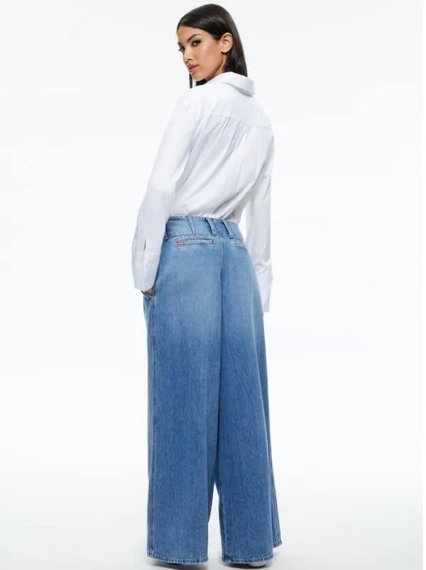 Pants Women Alice Olivia ANDERS LOW RISE PLEATED JEAN Georgia Vintage Blue