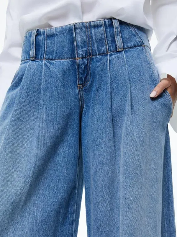 Pants Women Alice Olivia ANDERS LOW RISE PLEATED JEAN Georgia Vintage Blue