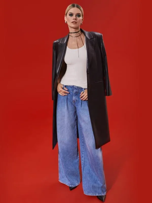Pants Women Alice Olivia ANDERS LOW RISE PLEATED JEAN Georgia Vintage Blue