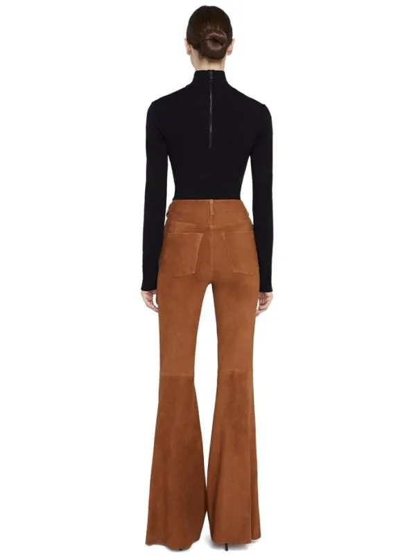 Pants Women Alice Olivia BRENT HIGH WAISTED SUEDE PANT Camel