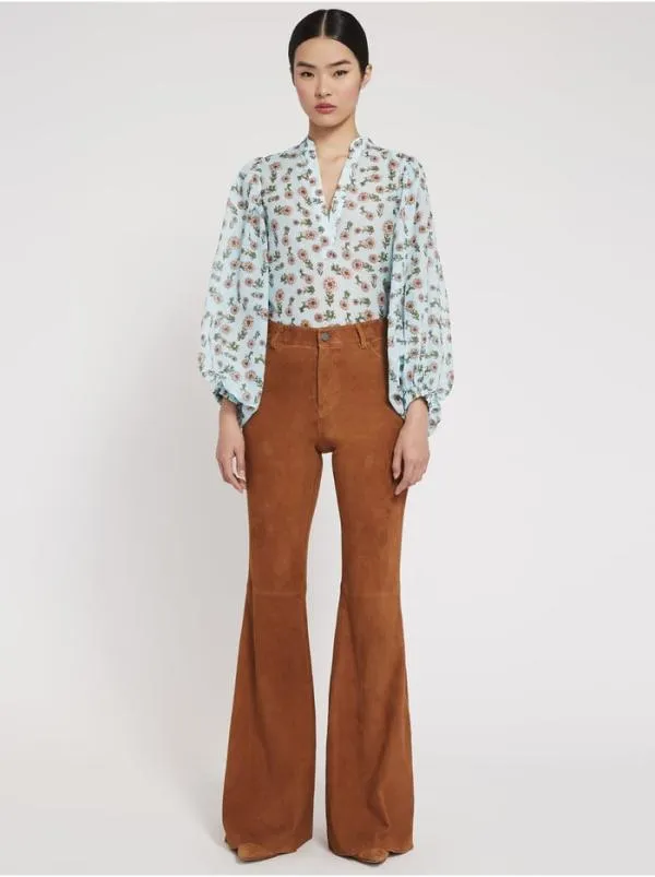 Pants Women Alice Olivia BRENT HIGH WAISTED SUEDE PANT Camel