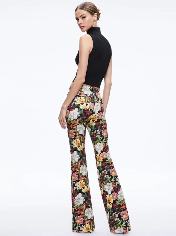 Pants Women Alice Olivia BRYNLEE BOOTCUT PANT Juniper Floral Black