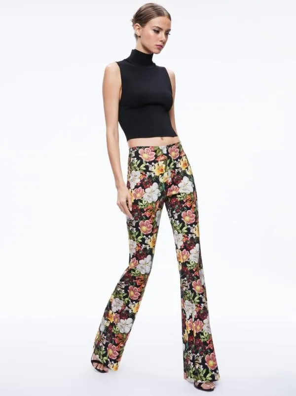 Pants Women Alice Olivia BRYNLEE BOOTCUT PANT Juniper Floral Black