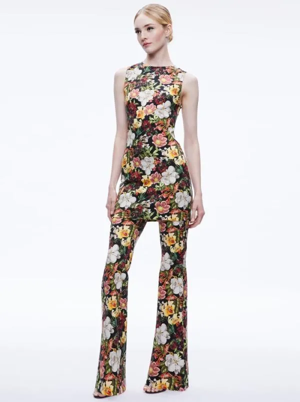 Pants Women Alice Olivia BRYNLEE BOOTCUT PANT Juniper Floral Black