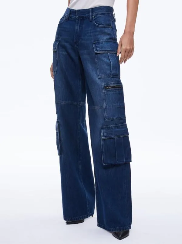 Pants Women Alice Olivia CAY BAGGY CARGO JEANS Love Train